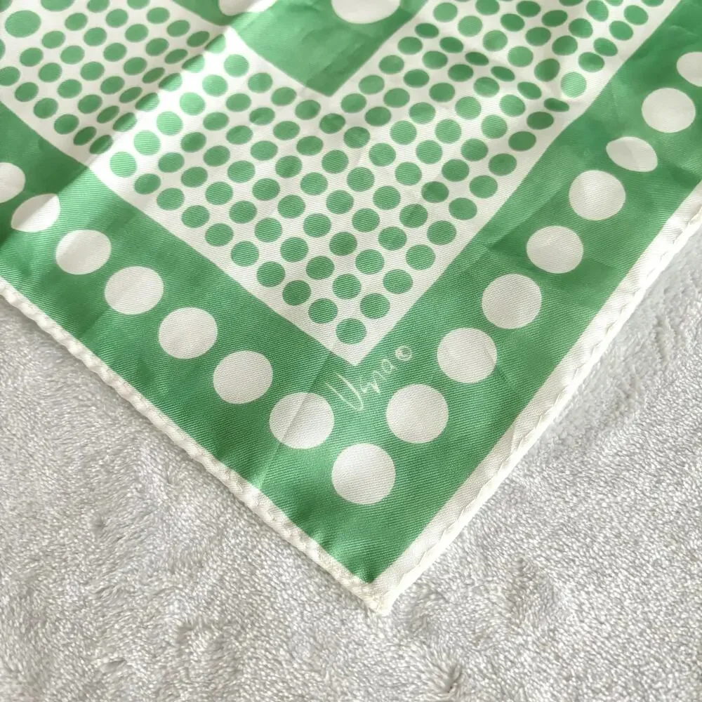 Vintage Scarf Vera Neumann Scarf Green White Polka Dot MCM Mod Retro Japan
